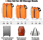 3 Pack Vacuum Bags for Travel with Pump, 3-Size Set Reusable Vacuum Compression Bags for Luggage, Space Saver IP67 Waterproof Vacuum Packing Cubes for Suitcase&Backpack, Orange