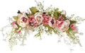IUIBMI 29.5 inch Wedding Arch Flowers, Spring Decorative Peony Swags with Green Leaves Rustic Artificial Floral Swag Peony Door Wreath for Front Door Wedding Arch Wall Decor (A)