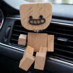 Whimsical Shaking Figurine, Wooden Man with Swappable Face Plates, Fun Kinetic Desk Decor for Office & Home, Engaging Gift for Coworkers & Friends