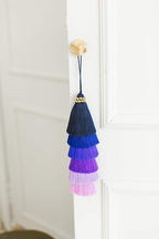 Multi-Colored Layered Large Cotton Tassel with Hanging Loop for Furniture Décor, Home or Handbag Accessory (Blue)