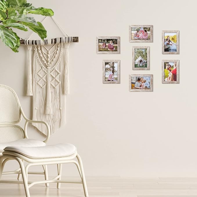 Lyeasw Rustic 4x6 Picture Frame Set of 12, Multi Woodgrain Farmhouse Photo Frames for Wall or Tabletop, Beige
