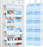 Blue Over the Door Organizer 5 Tiers, Extra Large Behind Door Storage of 10 Compartments, 80 lbs Weight Capacity Hanging Storage Organizer with Clear Window Kids Toys, Shoes, Diapers, Room storage