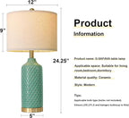 G-SAFAVA24.25 Modern Ceramic Green Table Lamps Set of 2 for Living Room, Farmhouse, Bedside, Bedroom, Side & End Tables Nightstand Light Home Office Desk Lamps Gifts