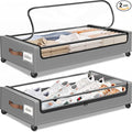 Under Bed Storage with Wheels 2Pack Underbed Storage with Clear Window&Label Under Bed Drawers Large Capacity Rolling Under Bed Storage for Clothes,Shoes, Blankets (Light Grey)