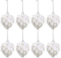 Jetec 8 Pieces Christmas Ornaments Glitter Christmas Tree Hanging Decoration Decorative Artificial Pine Cones Flowers Hanging Ornaments for Winter Wreath Holiday Decor(White)