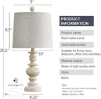 BOBOMOMO Tradition 20.5" Rustic Table Lamp Set of 2 for Living Room Farmhouse Bedside Desk Lamps Bedroom Nightstand Vintage Lamps Linen Washed（Suitable for Decorating Small Areas）