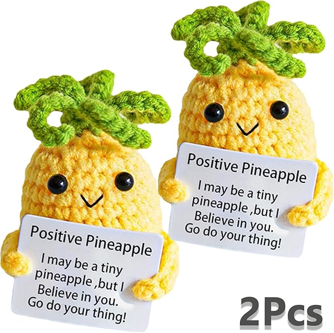 2Pcs Funny Gifts, Emotional Positive Support Potato Pineapple, Handmade Crochet Lemon Knitted Doll Gifts for Women, Boys, Girls.