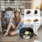 Hat Box for Travel & Home Closet Storage, Side Reinforced Octagonal Case, Crush-proof, Dust-proof for Cowboy, Panama & Fedora Hats, Black
