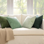 MIULEE Boho Farmhouse Sage Green Throw Pillow Covers 24x24 Inch Set of 4 Mordern Nordic Cushion Covers Soft Corduroy Spring Home Decor for Couch Bed Sofa Living Room Forest Green