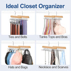 TOPIA HANGER 40 Hooks Belt Tie Hanger Space Saving for Closet, 2 IN 1 Belt Ties Racks Max 60 Belts with 60 Ties Capacity, Curved with Flat Hooks for Belts,Ties,Bras,Closet Organizers and Storage CT70N