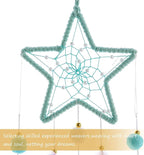 Pretty Jolly Green Star Kids Dream Catcher Wall Decor Pompom Feather Baby Dreamcatcher Handmade Children Dream Catcher Home Décor Wall Hanging for Nursery Bedroom Boys Girls Birthday Gift-25.6in