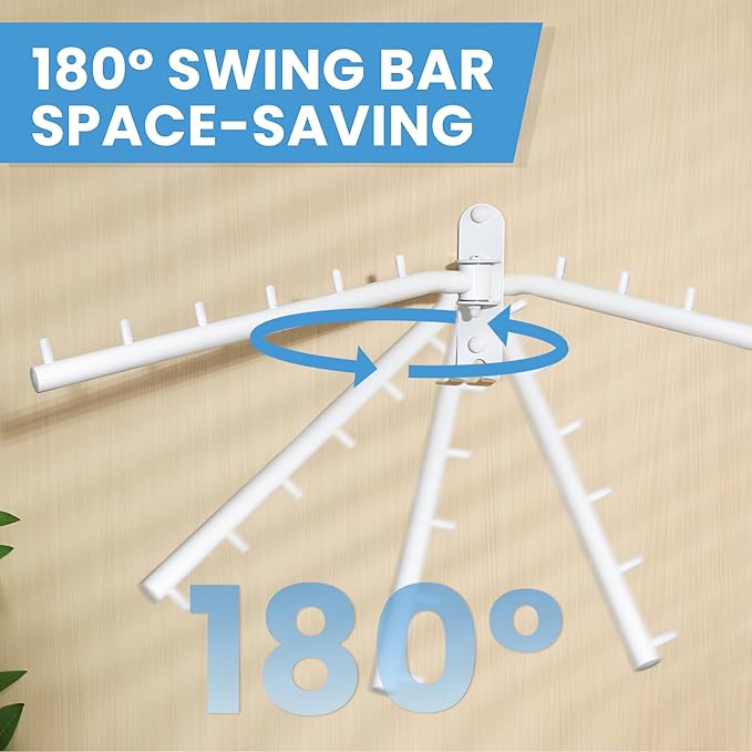 Swing Clothes Hanger Rack, Garment Racks Folding Clothes Bar Wall Mounted, 180°Rotation Laundry Drying Rack 304 Stainless Steel Space Saving for Laundry Room Bedroom Balcony, 11.93" Long