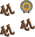 ANBOXIT Plate Display Stand, 3 Pack 4 Inch Plate Holder for Displaying, Decorative Picture Frame Dish Photo Plaque Platter Wood Stand