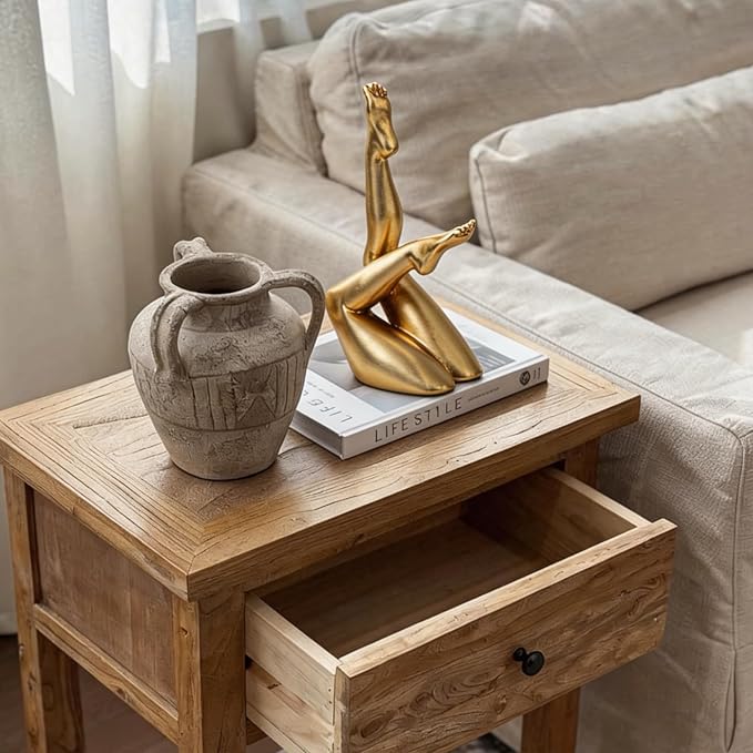 Golden Legs Sculpture - Elegant Resin Statues for Aesthetic Shelf Decor, Office Desktop & Cabinets | 4.13" D x 2.16" W x 8.46" H, Bowed Legs