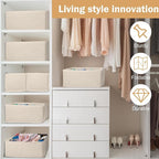 24 Set Fabric Dresser Drawer Organizer Bins Dividers for Clothes – Nursery Home Bins Fabric Foldable Closet Clothing Wardrobe Storage Box Container Basket for Bras Socks Underwear(Beige)