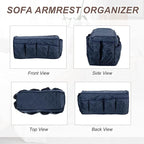 uxcell 2 Pcs Recliner Armchair Caddy, Couch Armrest Organizer with 14 Pockets for Bedside Sofa Remote Control Holder Magazine Phone Book Glasses (Dark Blue, 20" x 7" x 9")