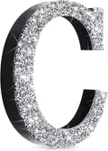 Qunclay 12'' Silver Crystal Diamond Bling Letters Crushed Diamond Decoration Wooden Glitter Letter with Screw and Hooks Rhinestone Gift for Wedding Y2k Mcbling Bedroom Wall Decor (Letter C)