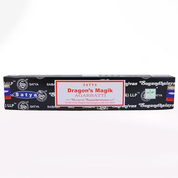 Nag Champa Incense Stick Packs - Hand Rolled & Non-Toxic - Perfect for Meditation and Yoga - Home Fragrance Gift Pack - 15g, Set of 12 Packs (Dragon's Magik)