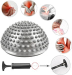 2 Pcs Hedgehog Balance Pods for Kids & Adults, Half Dome Pilates Ball Trainer with Hand Pump, Spiky Sensory Stepping Stones for Stability Training, Yoga, Gymnastics, Foot Massage & Motor Skills Development