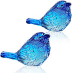 H&D HYALINE & DORA 3" Blue Glass Bird Figurine Miniature Blown Glass Birds Bird Gifts for Bird Lovers Women Men Animals Collectible Figurines for Desk Table Decor(Set of 2)