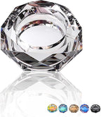 Coomin Crystal Glass Ashtray, Sparkly Cigar Cigarettes Ash Tray, Ashtrays for Smokers Indoor Office Home Desktop Tabletop, Gifts for Men, Silver