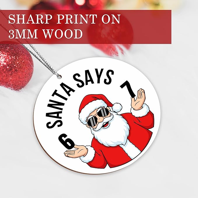 Jabihome Christmas Ornaments 2025, Exchange for Women, Men, Collectible Dated Year Ornaments for Tree, Unique Acrylic Suncatcher, Printed Stained Glass Effect Decor (Santa White)