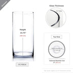 WGV Cylinder Vase, Width 8", Height 16", Clear Wide Large Diameter Flower Glassware, Floral Container, Planter Terrarium for Wedding Party Event, Home Accent Decor, 1 Piece