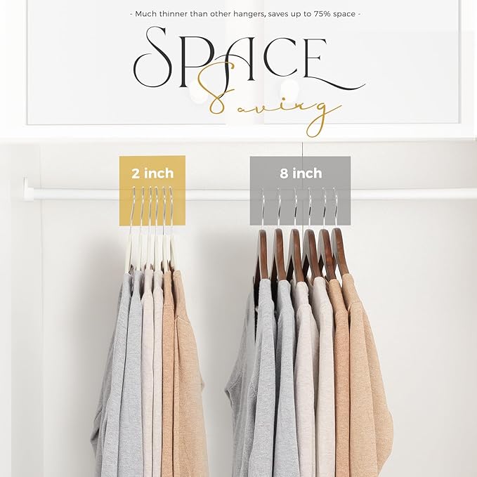 HOUSE DAY Premium Velvet Hangers 50 Pack Ivory, Non-Slip Flocked Felt Hangers, Sturdy Clothes Hanger with 360° Rotatable Hook, Heavy Duty Durable Slim Coat Hanger for Closet Space Saving