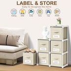 Geelin 6 Cube Storage Organizer with Fabric Bins and Labels 11 Inch, Fabric Collapsible Cubby Clothes Storage Drawer Dresser for Bedroom Living Room Office Organization