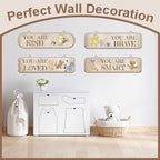 Hatzelou 4PCS Classic Winnie Baby Room Decor, Pooh Nursery Decor, the Pooh Wall Decor Sign Gifts, You Are Kind Brave Inspirational Quotes, Adorable Winnie Sign for Home Bedroom Nursery