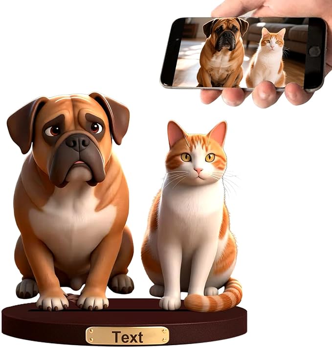 Personalized Photo Pet Cartoon Style Ornament Custom 3D Pet Statues From Photos Pet Memorial Desktop Display Customized Cartoon Figurine Desktop For Office Bedroom Gift'S For Dog Cat Lovers (Pet cartoon)