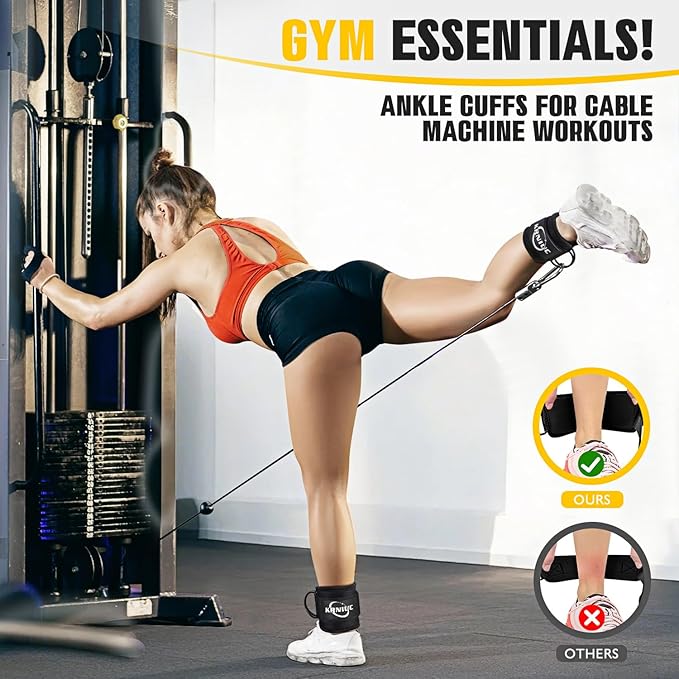 Ankle Resistance Bands with Cuffs, Resistance Bands for Working Out, Home Gym Workout Equipment for Women, Pilates Exercise, Hip, Leg, Glute Ankle Weights Training- Exercise Guides Included