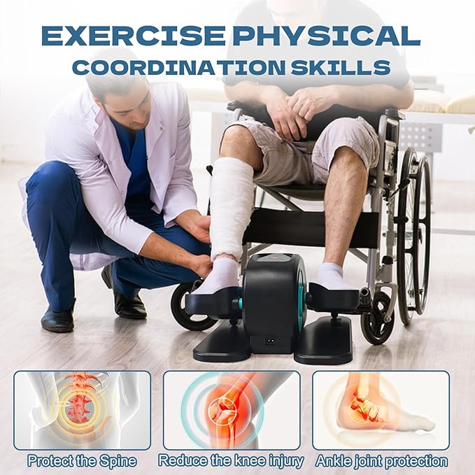 Under Desk Elliptical Machine, Portable Elliptical Ellipse Leg Exerciser for Seniors Quiet Electric Foot Pedal Exerciser for Home with Remote Control