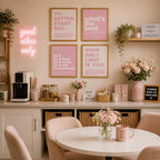 DSHFG Motivational Inspirational Office Wall Art Decor Prints Set of 4, Pink Motivational Wall Decor Trendy Retro Posters for Office Home Decor, 8x10 Unframed