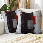 Red and Grey Abstract Art Artwork Pillow Cover, Gallery Modern Decorative Throw Pillows Cushion Cover for Bedroom Sofa Living Room 20 x 20 Inch Set of 2