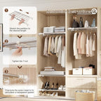 Hershii Expandable Shelf Rod Closet System 5-Bar Telescopic Heavy Duty Clothes Hanger Adjustable DIY Storage Organizer Shoe Rack