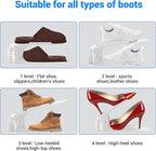 15 Pack Shoe Slots Organizer, 4 Levels Adjustable Shoe Stacker Effective Space Saver 50% for Closet Organization, White