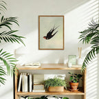 Framed Vintage Bird Wall Art, Sage Green Flying Swallow Pictures Wall Decor, Minimalist Japandi Nature Paintings Canvas Prints Modern Home Decor for Living Room Bedroom Bathroom Office 16x24 Inch