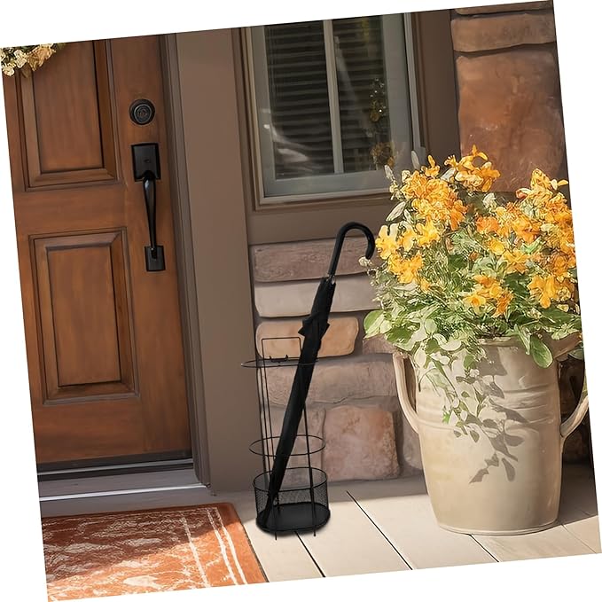 Hemobllo Metal Umbrella Stand Water Drip Tray Freestanding Holder for Entryway Compact Design for Easy Assembly Umbrella Storage Rack