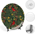 Custom Gifts Fashion Plates, William Morris Style Forest Christmas Holly Cardinals Hand-Painted Ceramic Decorative Plates Home with Display Stand, Funny Decor for Display Table Wall, 6", 7", 8", 10"