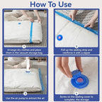 12 Pack Vacuum Seal Bags with Rechargeable Air Pump for Clothing, Vacuum Storage Bags for Clothing, Vacuum Seal Bags for Clothing Travel, Space Saver Vacuum Storage Bags, White