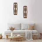 CAKIROTS 2 Pcs Mid Century Modern Wall Art Wood Wall Decor Modern Geometric Panels for Interior Wall Decor Panel Wall Art for Home Living Room (Dark Brown)