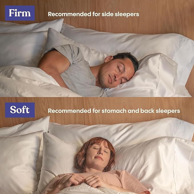 FluffCo Zen Fluff™ Down King Pillow with 600 Fill Power White Duck Down Stomach Sleeper Pillows - Luxury Hotel Quality 300 Thread Count - 100% Cotton Feather Pillows (Soft King Size 1 Pack)