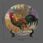 Rooster Decorative Plate Holder, 8 Inch, Chicken in Rice Field Round Display Plate, Hanging Decorative Plate with Display Stand, for Wall Hanging Living Room Bathroom Decor Gift