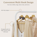 OUTBROS Metal Coat Rack, Coat Tree with Rock Base,L Shaped Freestanding Hall Tree, Clothes Hanger Stand Suitable for Bedroom, Hallway, Entrance, 15.3 x 10.2 x 70.8 inch, White