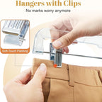 HOUSE DAY 50 Pack Skirt Hangers Pant Hangers with Clips, Clear Plastic Hangers for Pants, Skirts, Shorts, Versatile Use Clip Hanger, Retail Hanger