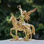 Resin Fairy Statue Elegant Fantasy Decor, Hand-Painted Angel Figurine Graceful Fairy Sculpture for Bookshelf, Mantel, Indoor Outdoor Decor, Thoughtful Gift for Women, Girls (Riding)