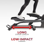 Sunny Health & Fitness Elliptical Exercise Machine, Silent Training, Long Stride Full Body Workout, Adjustable Resistance, Pulse Sensor, SunnyFit App via Bluetooth, Electric or Manual