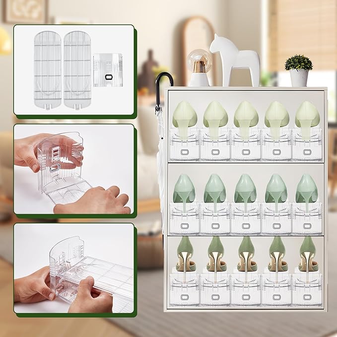 Adjustable Shoe Slots Organizer,6 PACK Transparent Shoe Stackers Shoe Rack Holder Shoe Space Savers Double Layer Stack Shoe Racks for Closet Organization(Transparent)