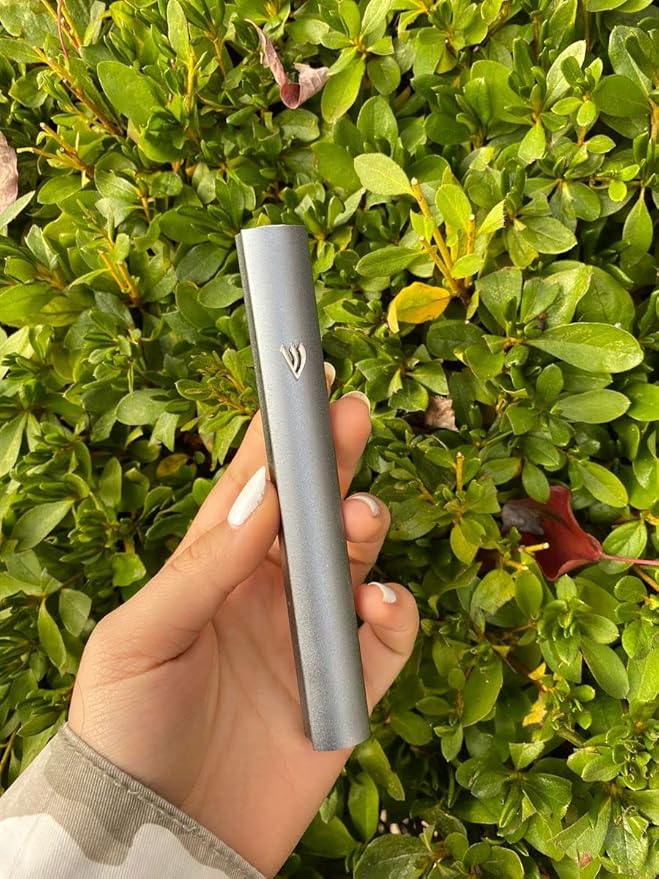 A&S Mezuzot Alumium Mezuzah Case in Silver Shin Design Weatherproof Door Mezuza Judaica Art for Home Blessing (Titanium, 6 Inches)